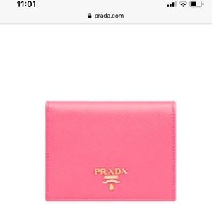 Small Saffiano Leather Prada Wallet in pink